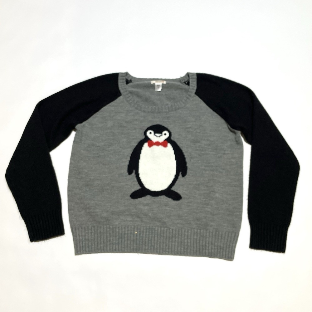 Route 66 Original Clothing Co Black & Gray Penguin Knit Pullover Sweater Size XL